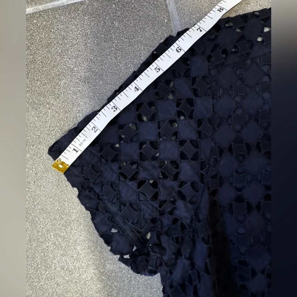 Ann Taylor Navy Eyelet Fit-and-Flare Dress - Picture 10 of 11